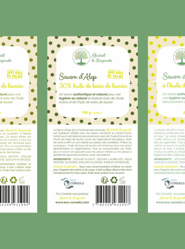 Création de 3 étiquettes pour du savon d'Alep